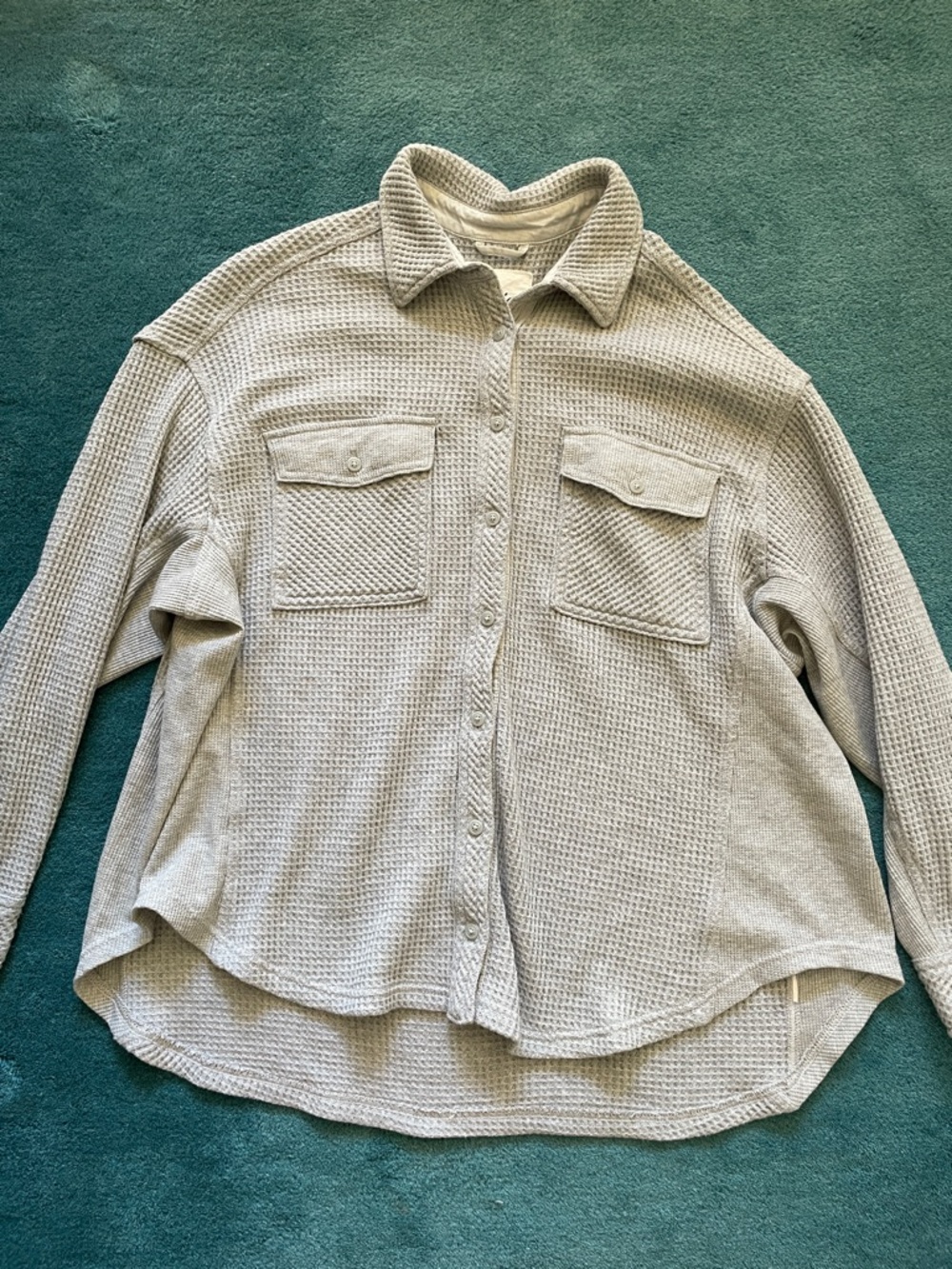 aerie Light Gray Waffle-Knit Shirt